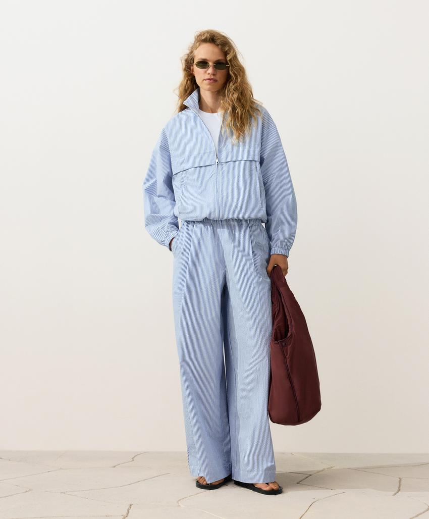 Куртка-track из смесового хлопка в полоску