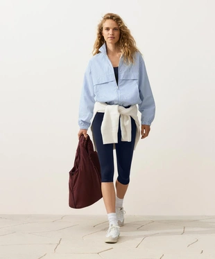 Куртка-track из смесового хлопка в полоску- Заказать в России