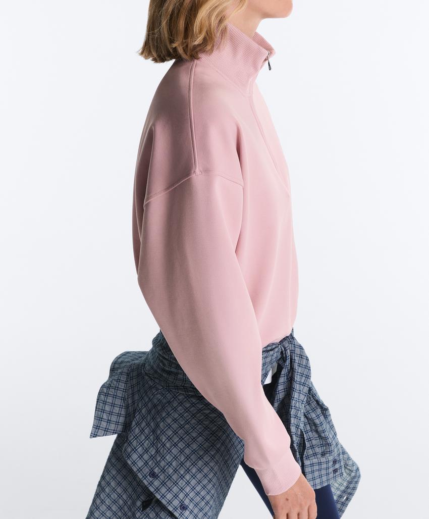 Толстовка из хлопка пике с воротником-стойкой на молнии