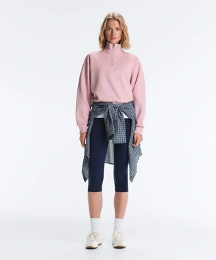 Толстовка из хлопка пике с воротником-стойкой на молнии- Заказать в России