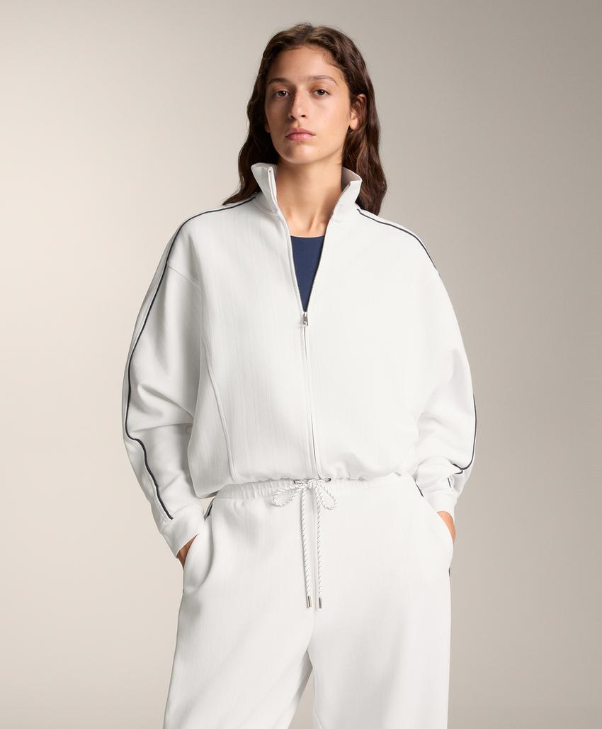 Куртка пике с боковым Piping из хлопка