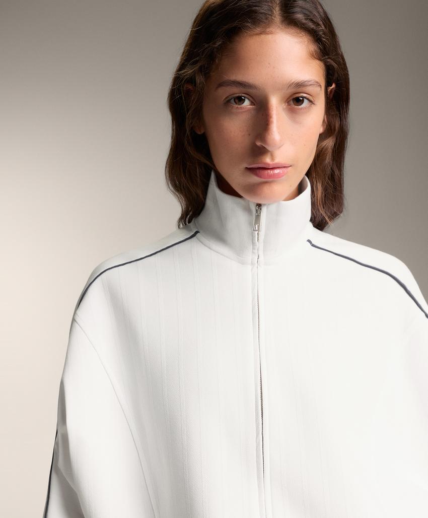 Куртка пике с боковым Piping из хлопка