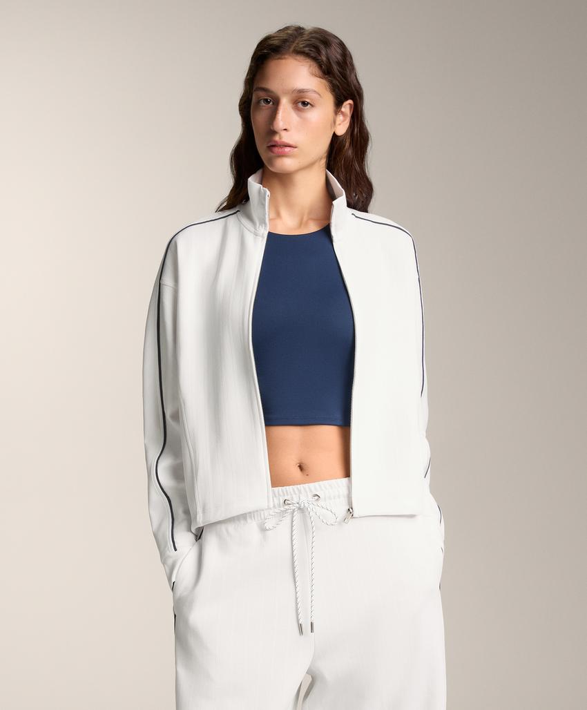 Куртка пике с боковым Piping из хлопка