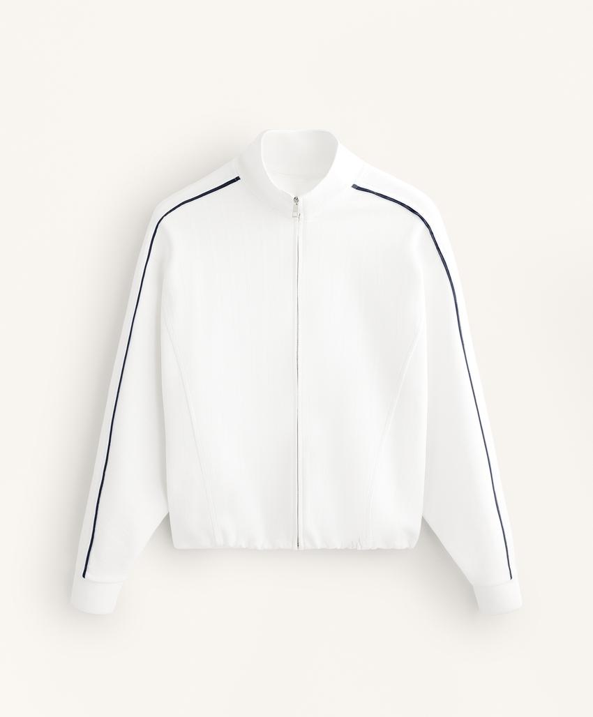 Куртка пике с боковым Piping из хлопка