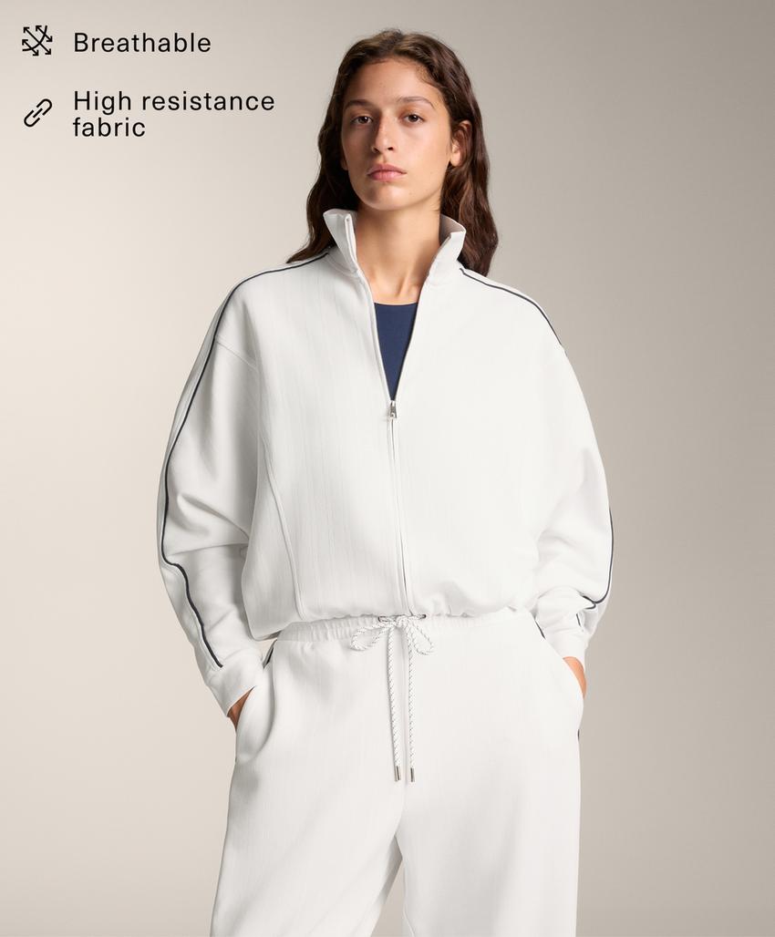 Куртка пике с боковым Piping из хлопка