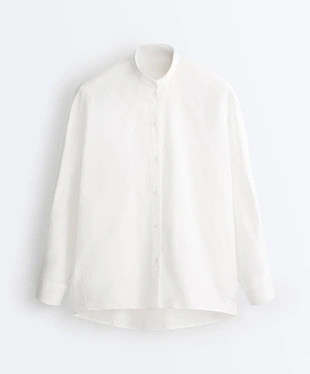 Рубашка с воротником-стойкой из 100% хлопка- Заказать в России