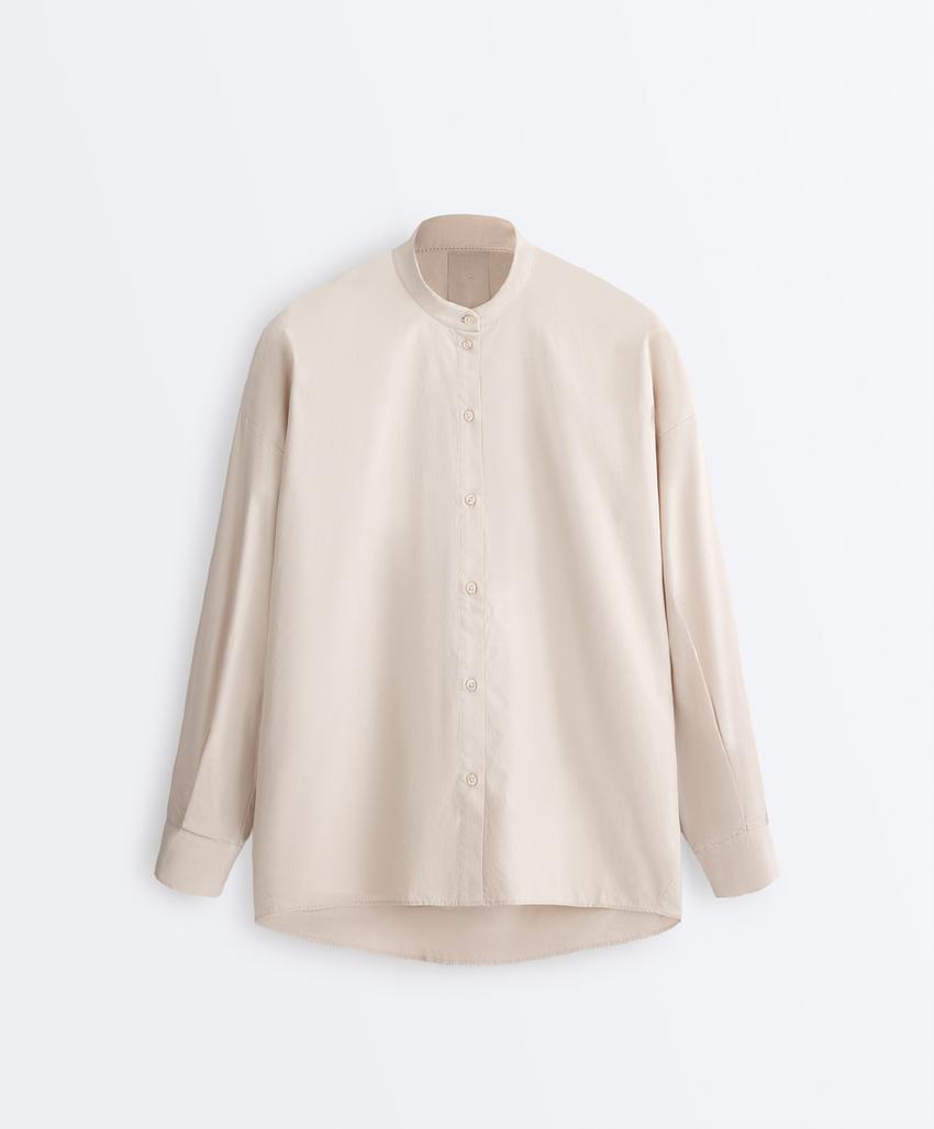 Рубашка с воротником-стойкой из 100% хлопка