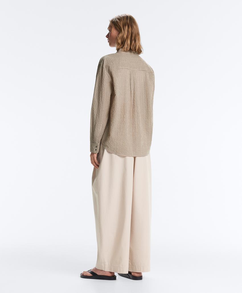 Рубашка-мао из смесового хлопка в клетку