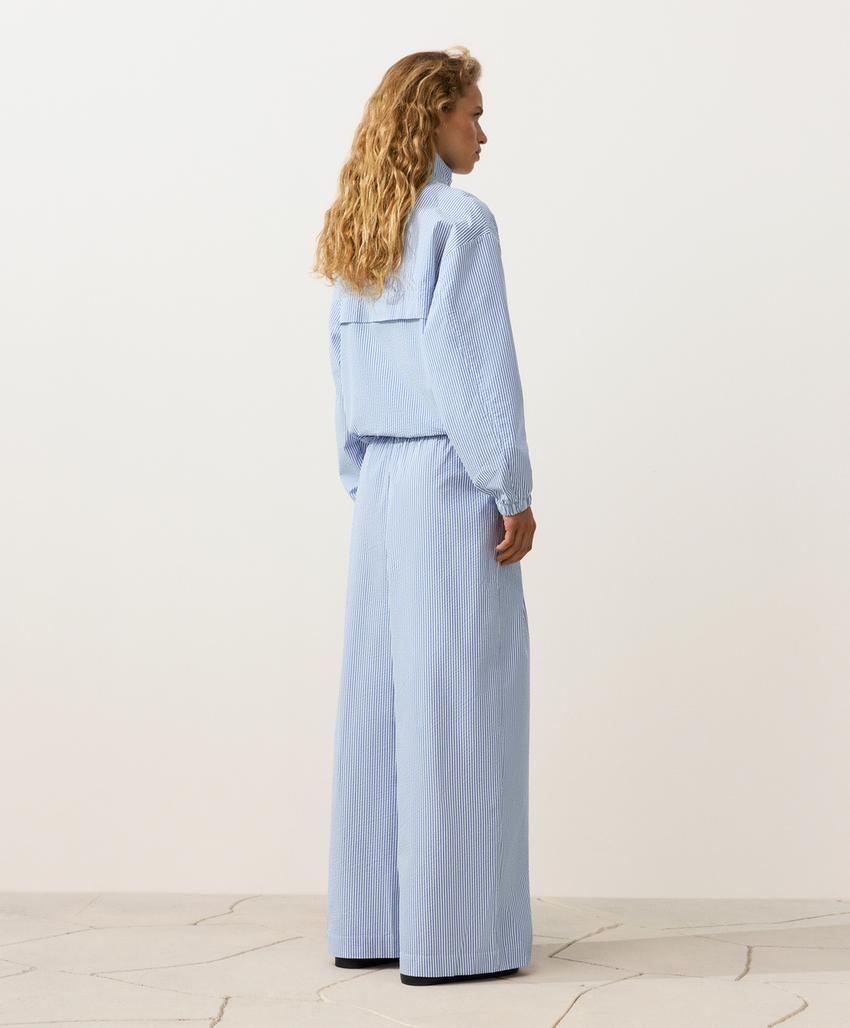 Широкие брюки в полоску из смесового хлопка