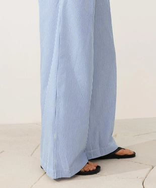 Широкие брюки в полоску из смесового хлопка- Заказать в России