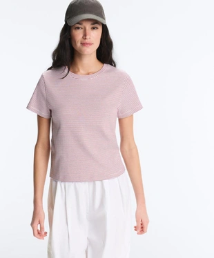 Футболка в полоску из смесового хлопка- Заказать в России