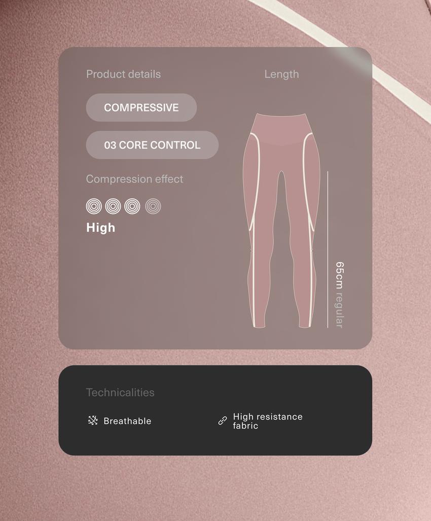 High-rise compressive core-control ankle-length leggings with contrast details