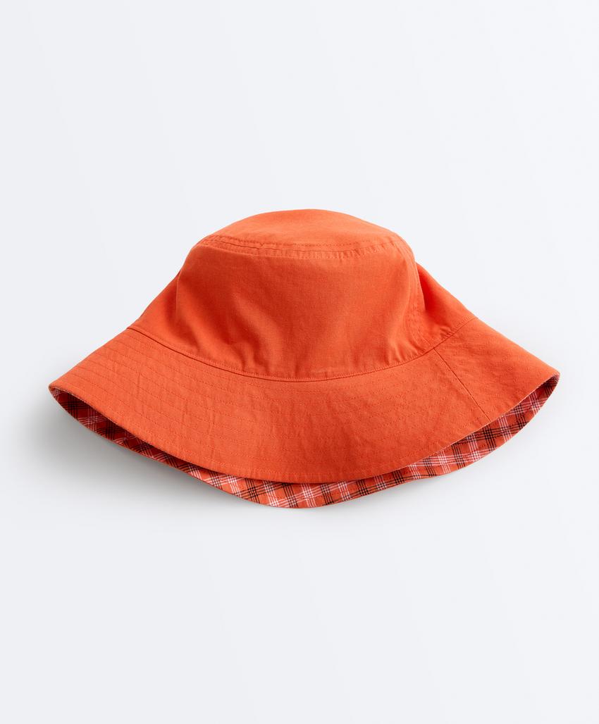 Двусторонняя панама из смесового хлопка в клетку