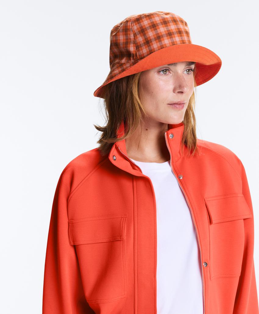 Двусторонняя панама из смесового хлопка в клетку