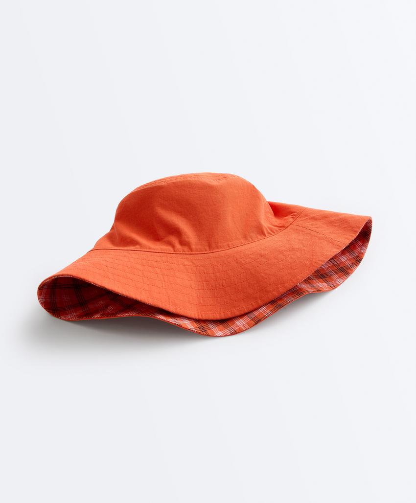 Двусторонняя панама из смесового хлопка в клетку