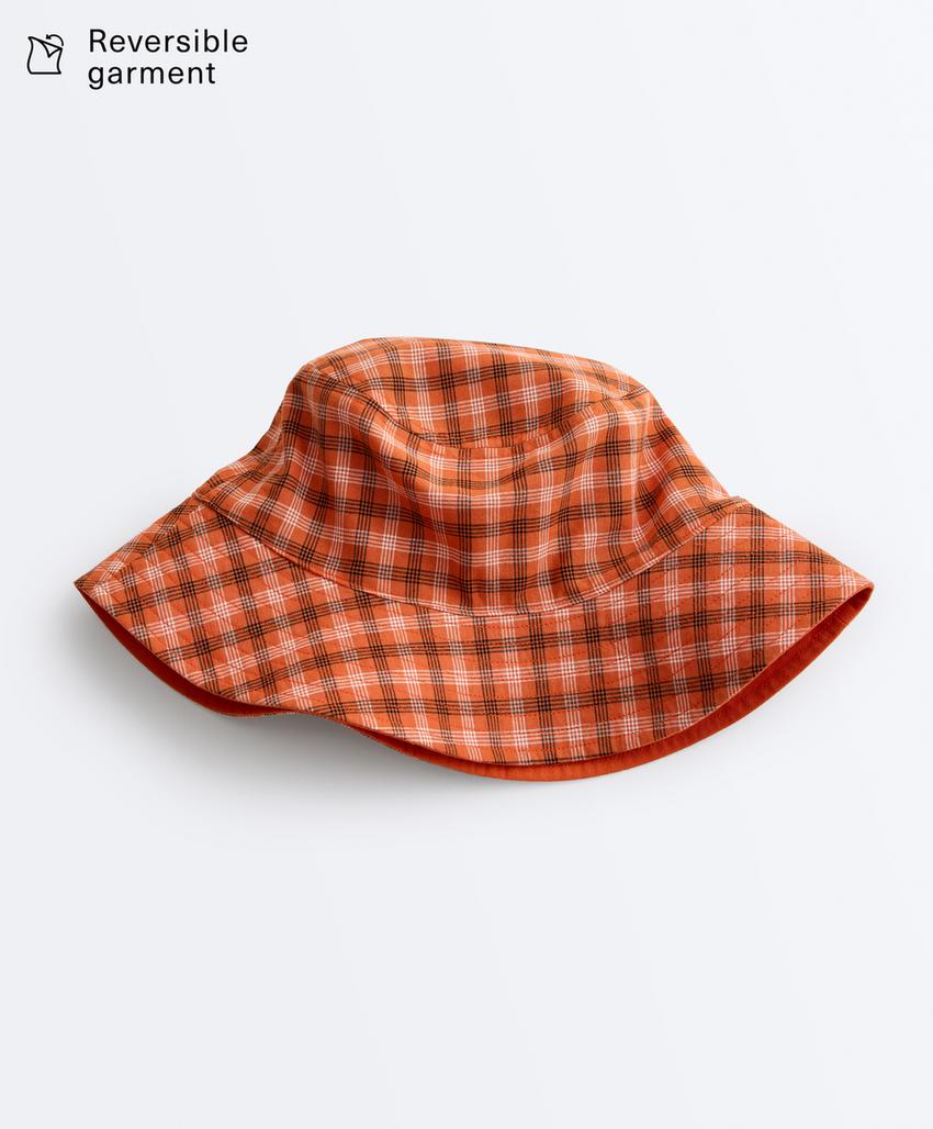 Двусторонняя панама из смесового хлопка в клетку