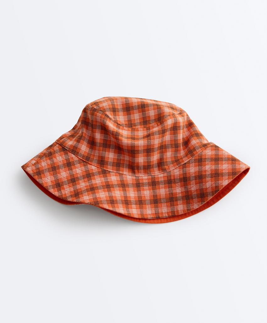 Двусторонняя панама из смесового хлопка в клетку