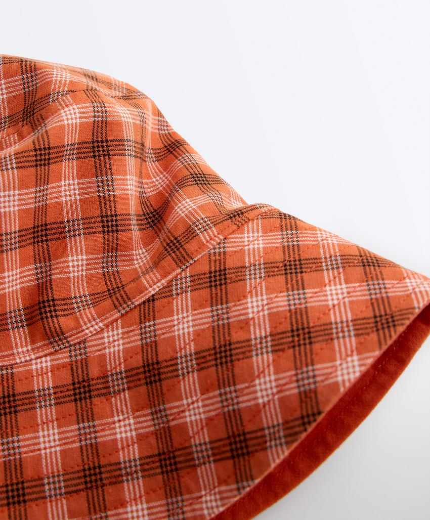 Двусторонняя панама из смесового хлопка в клетку