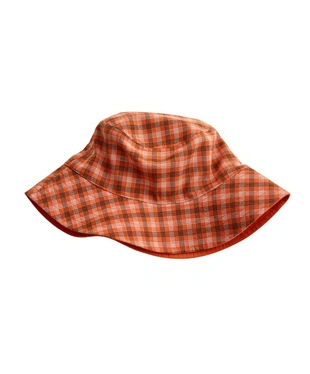 Двусторонняя панама из смесового хлопка в клетку- Заказать в России