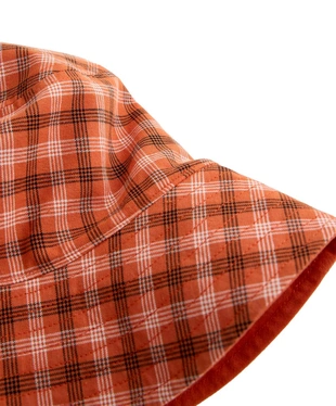 Двусторонняя панама из смесового хлопка в клетку- Заказать в России