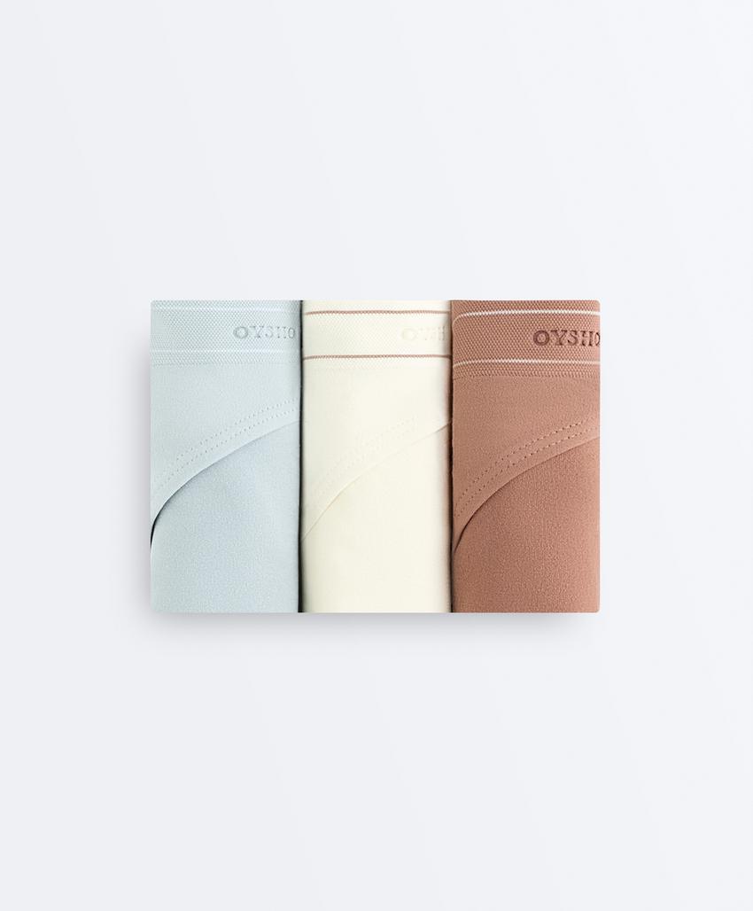 3 бесшовных трусов танга Soft touch с контрастными деталями