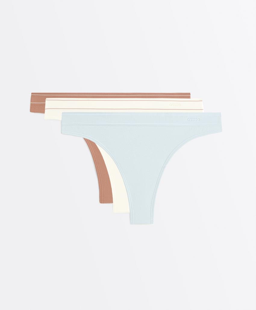 3 бесшовных трусов танга Soft touch с контрастными деталями