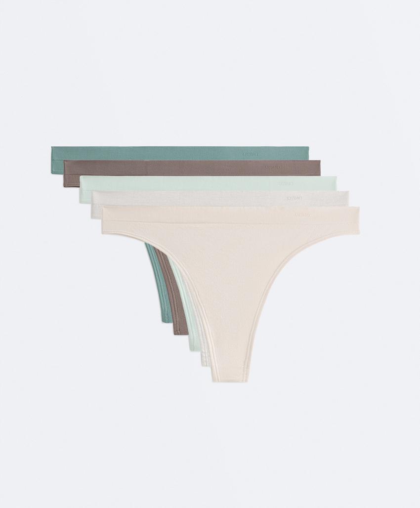 5 бесшовных трусов танга Seamless Soft touch с логотипом