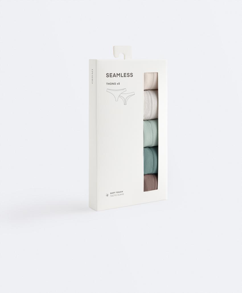 5 бесшовных трусов танга Seamless Soft touch с логотипом