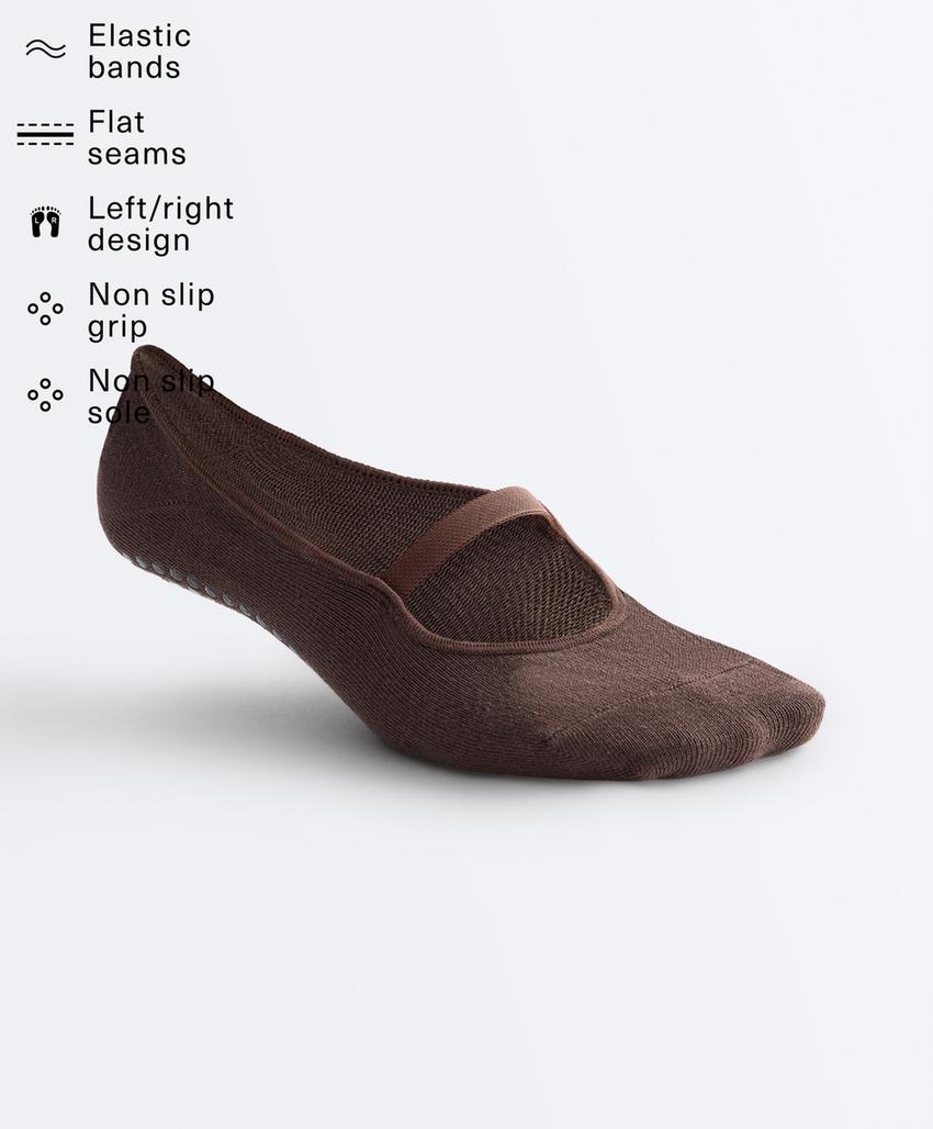 2 pairs of invisible cotton blend yoga and Pilates socks with crossover strap