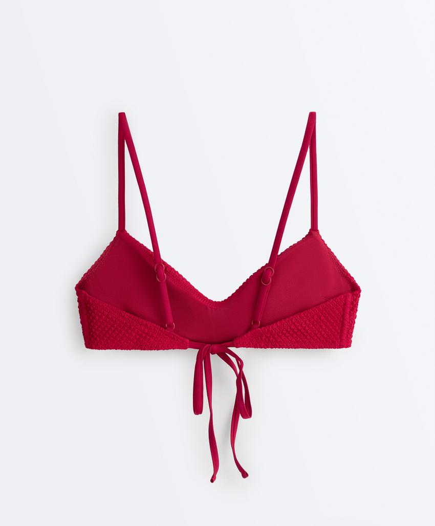 Топ бикини с треугольными чашками, вафельная ткань