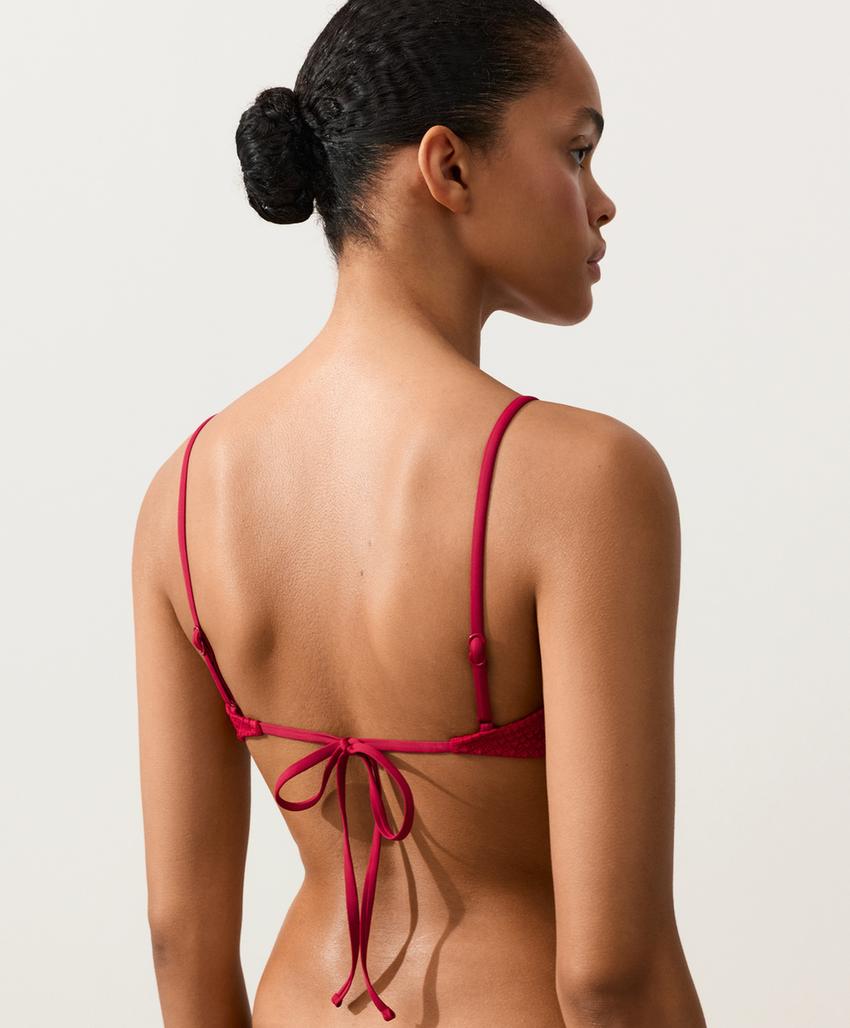 Топ бикини с треугольными чашками, вафельная ткань