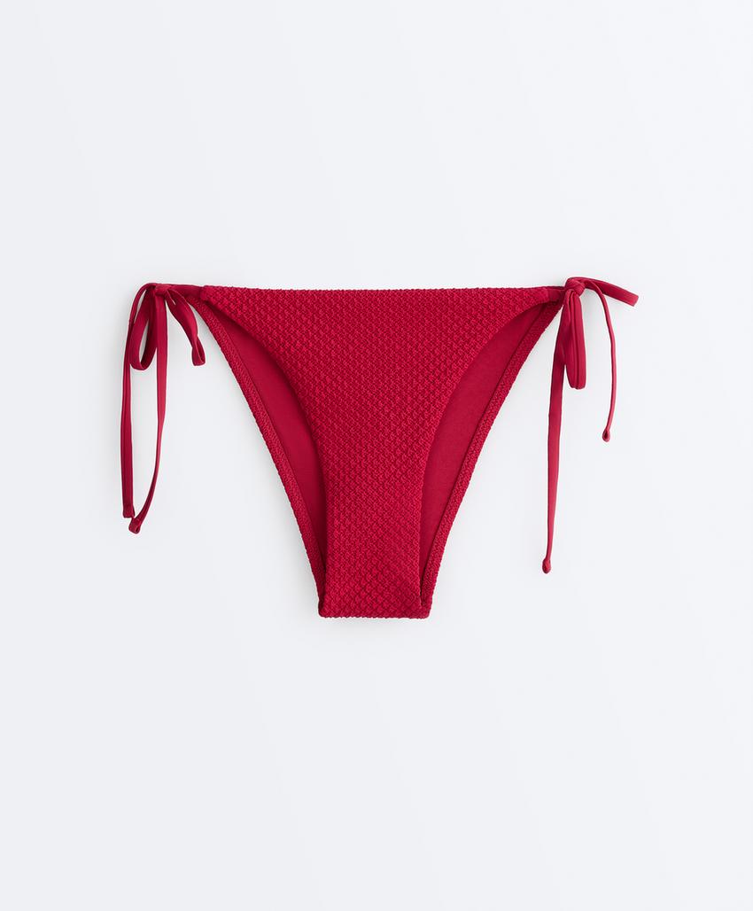 Полуоткрытые плавки бикини на завязках из ткани Waffle