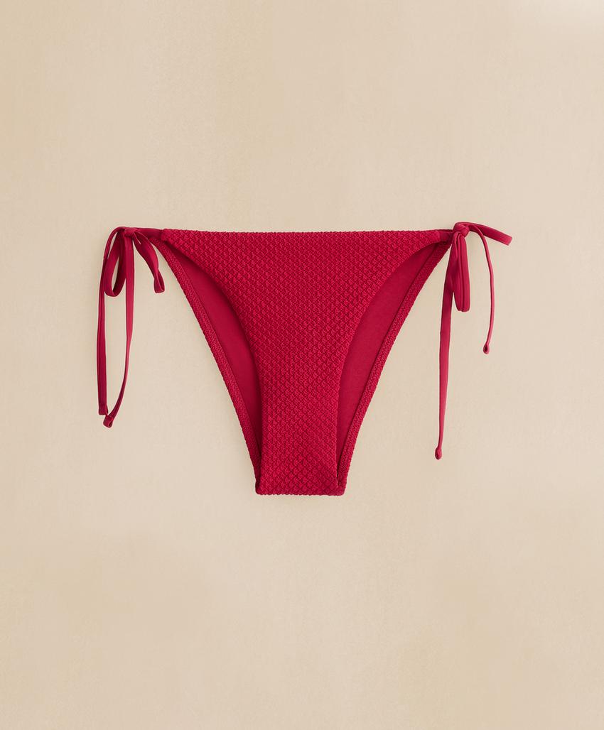 Полуоткрытые плавки бикини на завязках из ткани Waffle