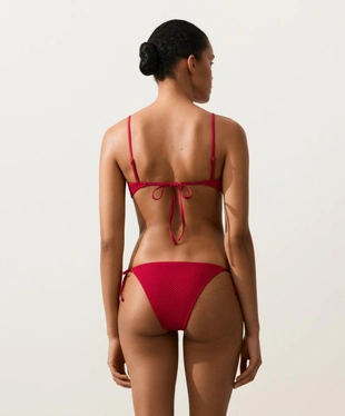 Полуоткрытые плавки бикини на завязках из ткани Waffle- Заказать в России