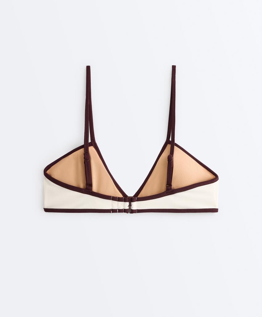 Топ бикини с треугольными чашками и контрастной окантовкой
