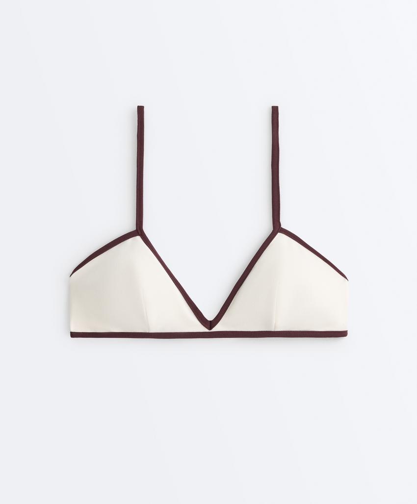 Топ бикини с треугольными чашками и контрастной окантовкой