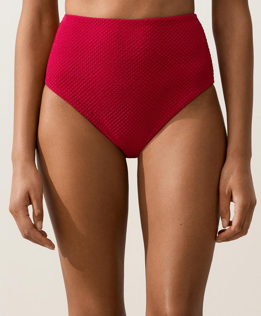 Классические высокие плавки бикини Waffle