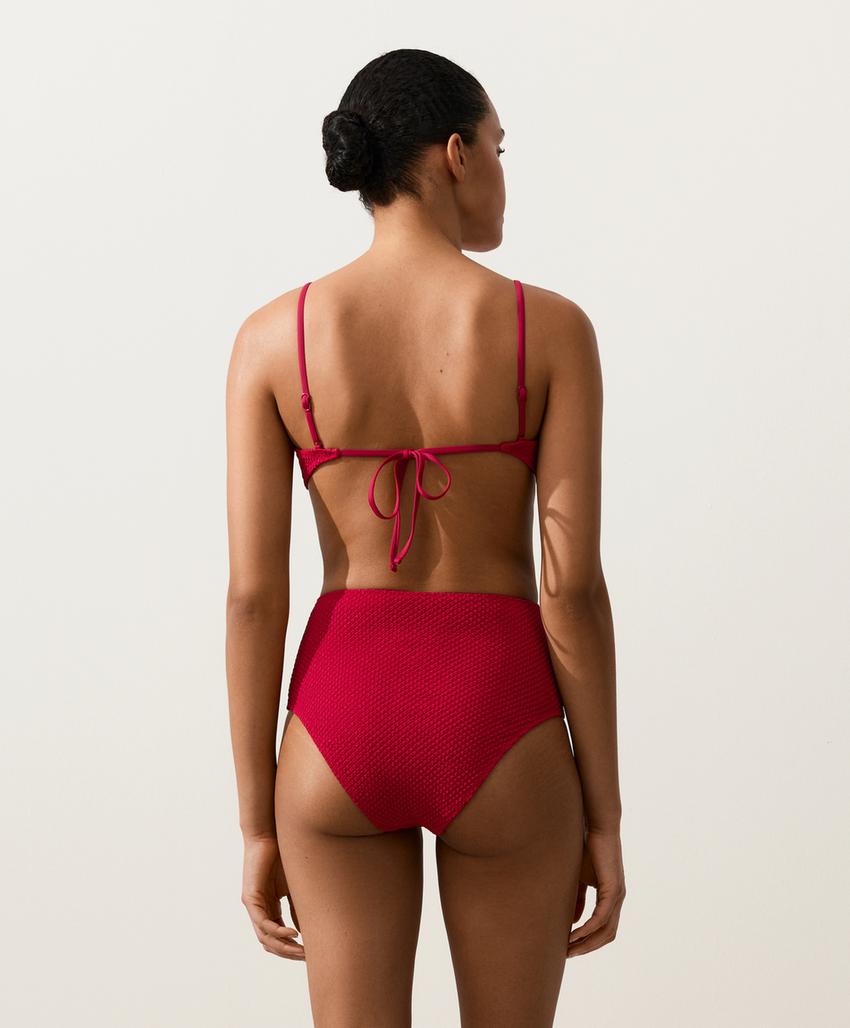 Классические высокие плавки бикини Waffle