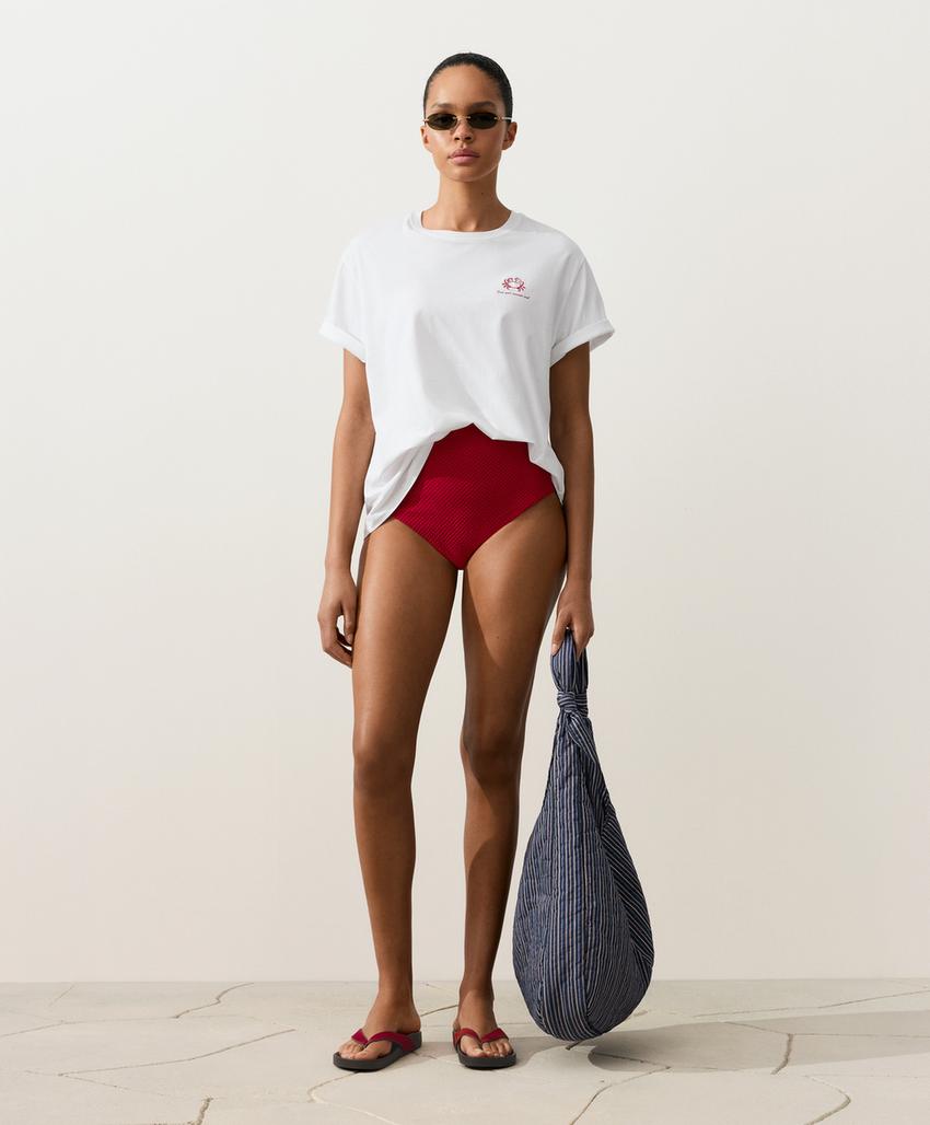 Классические высокие плавки бикини Waffle