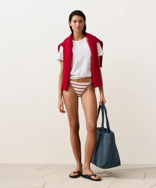 Полуоткрытые плавки бикини из вязаного полотна в полоску- Заказать в России