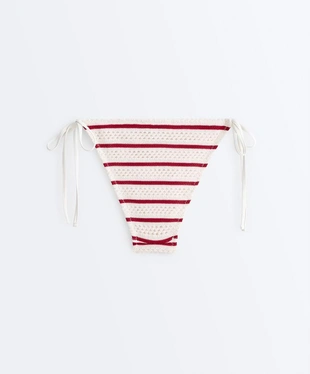 Полуоткрытые плавки бикини из вязаного полотна в полоску- Заказать в России