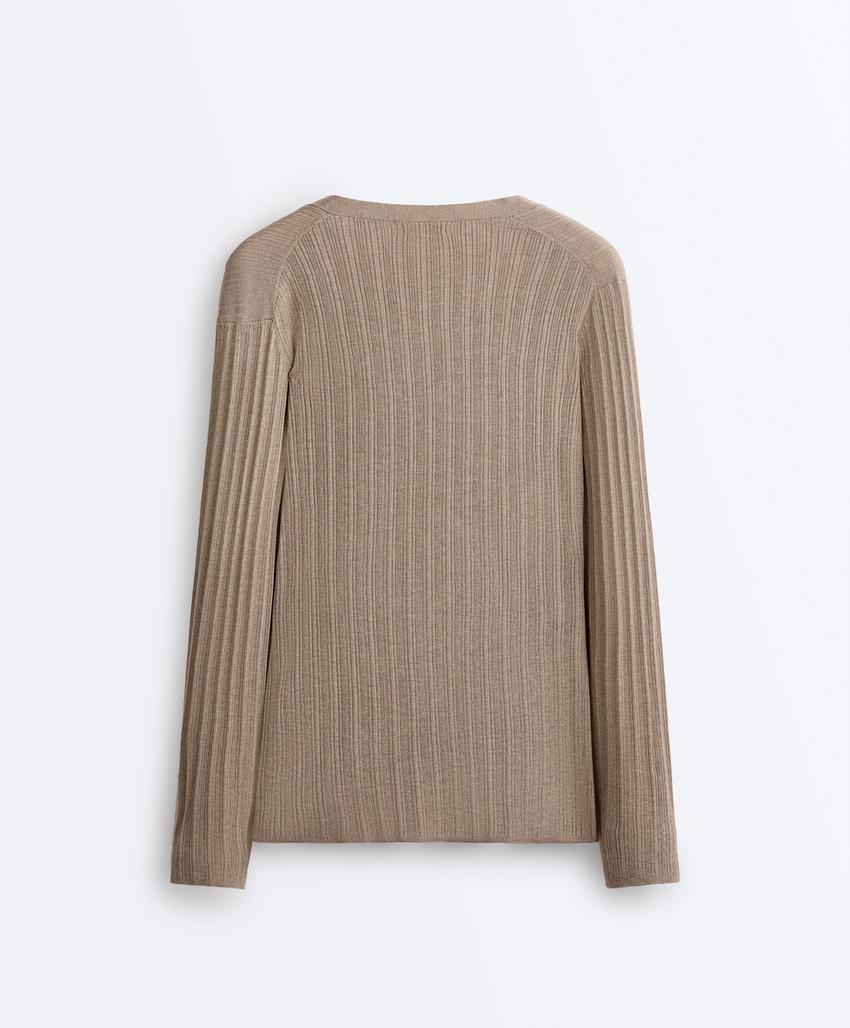 Длинная вязаная куртка Rib с боковой завязкой