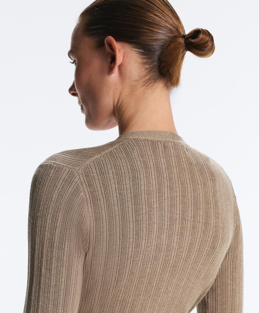 Длинная вязаная куртка Rib с боковой завязкой