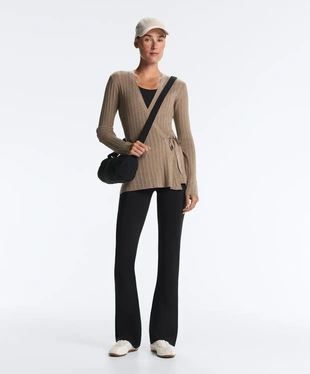 Длинная вязаная куртка Rib с боковой завязкой- Заказать в России