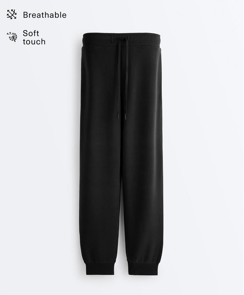 Зауженные брюки Jogger из мягкого модала в рубчик