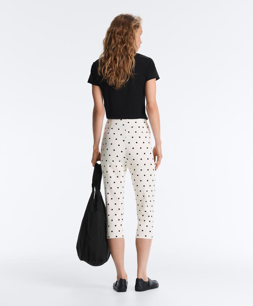 Брюки капри пике в горошек с хлопком