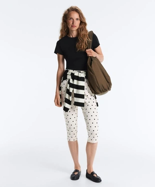 Брюки капри пике в горошек с хлопком- Заказать в России