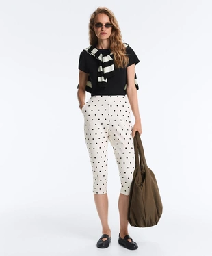 Брюки капри пике в горошек с хлопком- Заказать в России