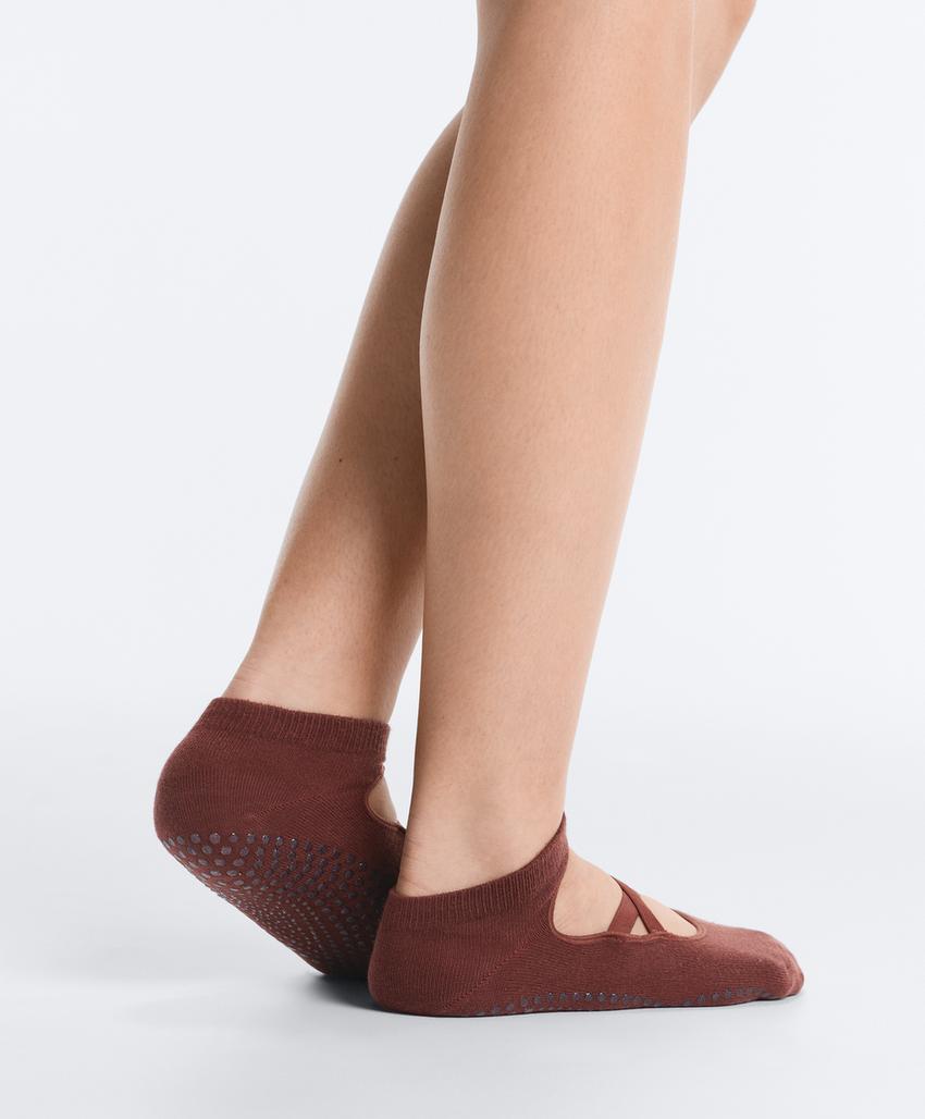 Носки для йоги и пилатеса из хлопкового смесового материала с перекрестными ремешками, 2 пары