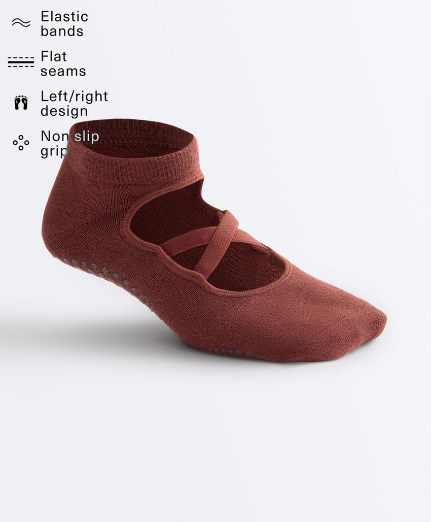 Носки для йоги и пилатеса из хлопкового смесового материала с перекрестными ремешками, 2 пары